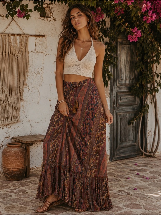 Soft Surroundings Dresses & Skirts - Soft Surroundings Boho Patchwork Maxi Skirt